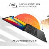 Notebook Asus Vivobook E1504F AMD Ryzen 5-7520u 8GB DDR5 256GB SSD Tela 15.6 Full HD Radeon 610M Keep OS