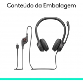 Headset Fone de Ouvido audio digital Logitech H390 Preto USB C
