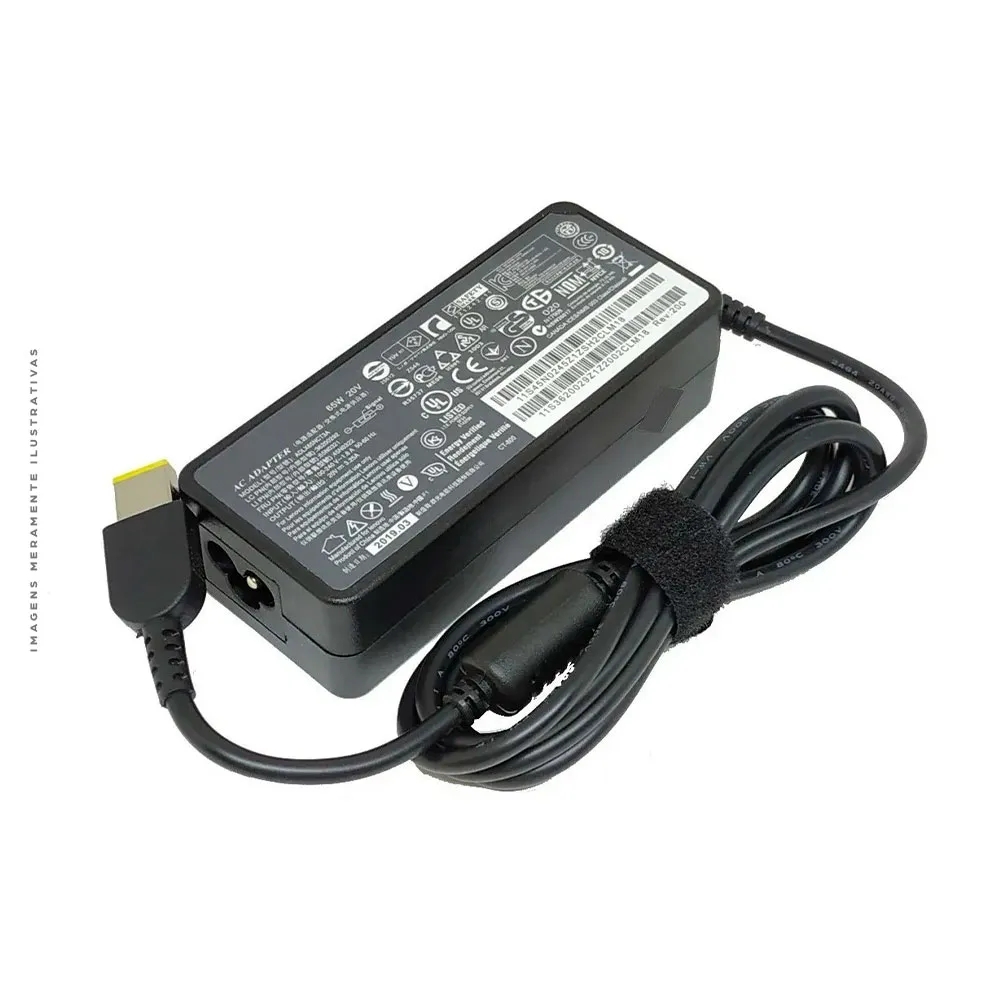 Fonte para notebook Lenovo 20V 3,25A 65W JHE  (Amarelo retangular)