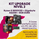 Kit Upgrade Nível 2 - Processador AMD Ryzen 5 5500X3D + Placa Gigabyte A520M + Memoria DDR4 8GB 3200Mhz 