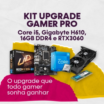 Kit Upgrade Gamer - Processador Intel Core i5 12400F + Placa Gigabyte H610M + Memoria DDR4 16GB + RTX3060 12GB