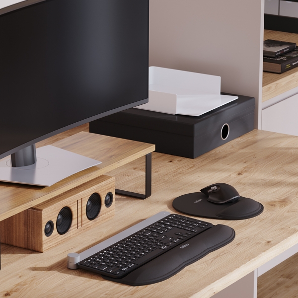 Mouse Pad Preto com Apoio Ergonomico Reliza