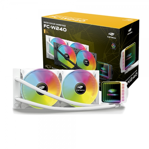 Water Cooler para CPU C3 Tech RGB 240mm FC-WH240 Branco