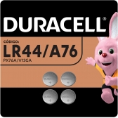 Bateria Alcalina Duracell 1,5V LR44 com 4UN - Moeda Peq