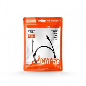 Cabo Rede Patch Cord CAT5E 10m Pluscable PC-ETHU100BK Preto