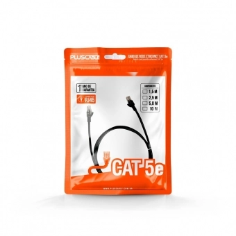 Cabo Rede Patch Cord CAT5E 10m Pluscable PC-ETHU100BK Preto