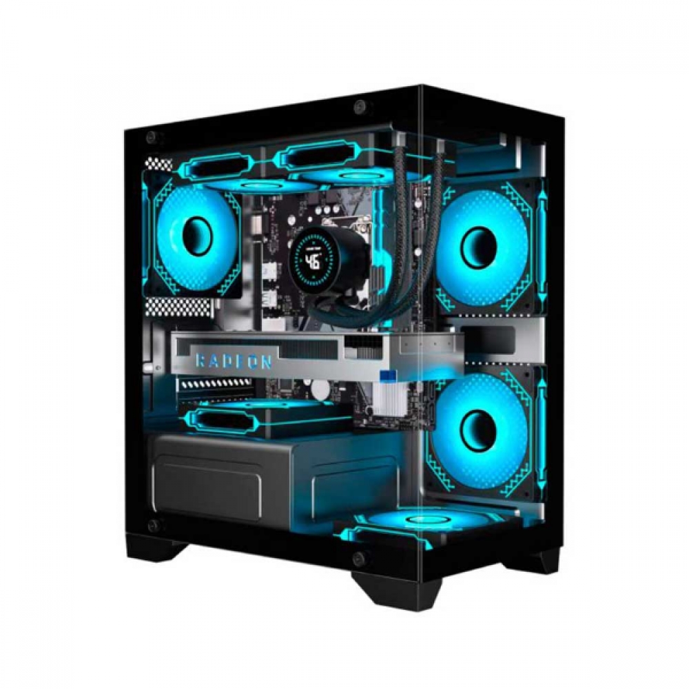 me⭐︎ Gabinete Gamer ATX Kmex CG01F9 AQUARIO Micro Poseidon Preto Sem