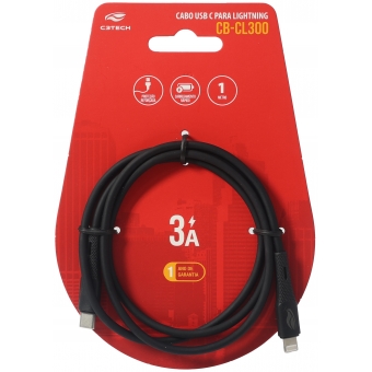 Cabo Celular USB C Lightning  1,0m C3 Tech CB-CL300BK