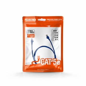 Cabo Rede Patch Cord CAT5E 10m Pluscable PC-ETHU100BL Azul