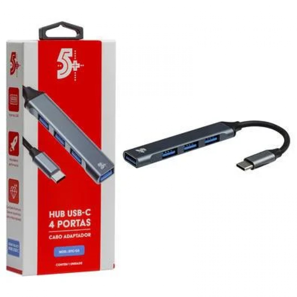 Hub USB C  4 Portas 1P USB 3.0|3P USB 2.0 5+ DTC-03