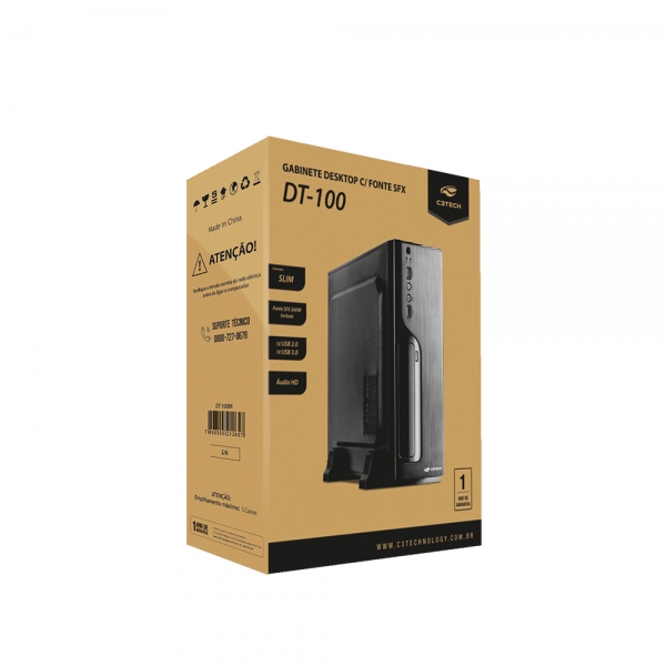 Gabinete Slim com Fonte C3 Tech DT-100BK