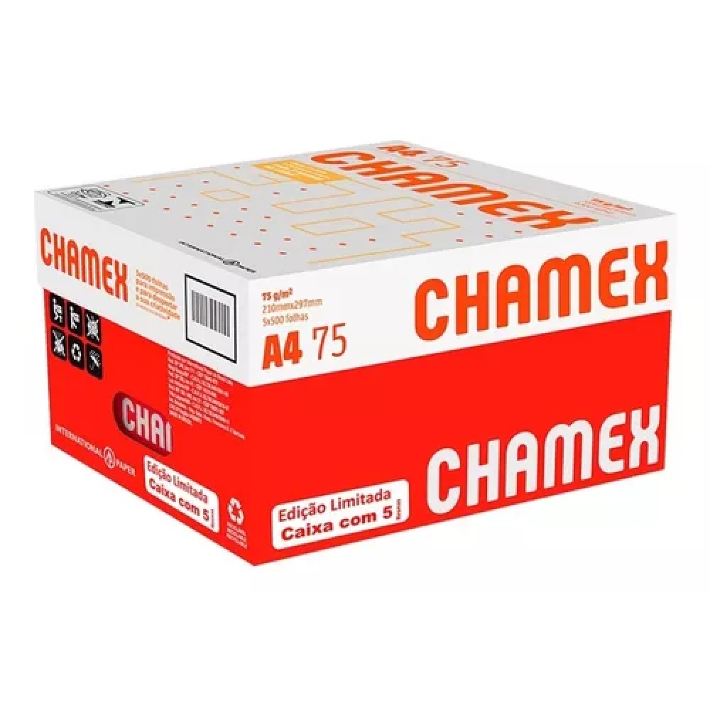 Papel Sulfite A4 75G  - Chamex Office pct 500fls Kit 5 Unidades