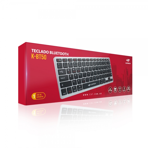 Teclado sem fio Bluetooth C3 Tech K-BT50BK Preto