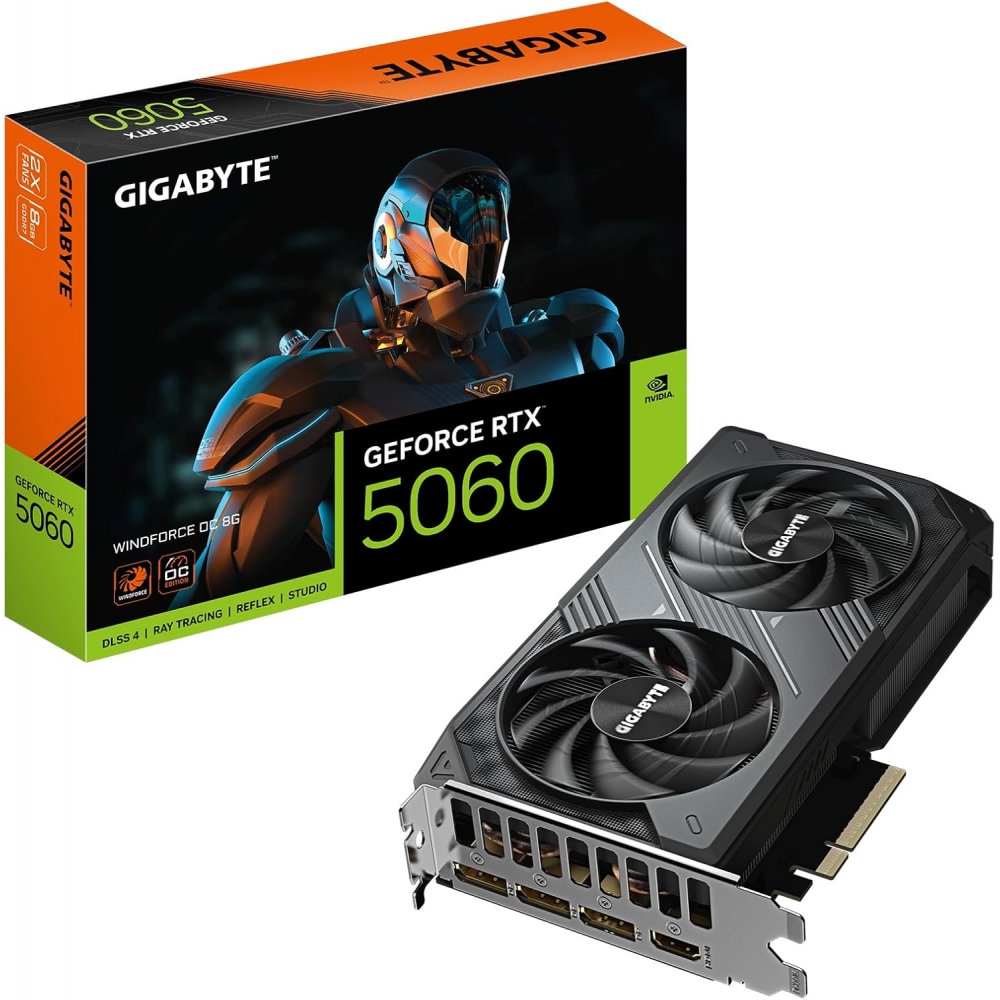 Placa de Vídeo RTX5060 8GB GDDR7 128Bits Gigabyte Windforce OC Edition