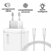 Carregador Celular Tipo C 65W  HRebos CRG-504i Branco