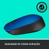 Mouse sem Fio USB Logitech M170 - Azul