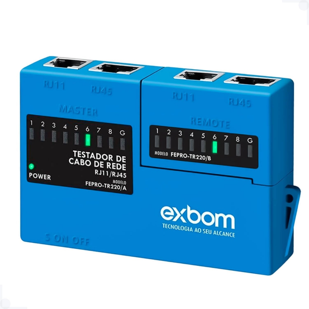 Testador de cabo RJ45 e RJ11 EXBOM Mini FEPRO-TR220