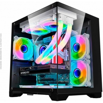 Gabinete Gamer Micro ATX  Kmex  CG10KN Space Aquario Black Sem fonte Sem Fan