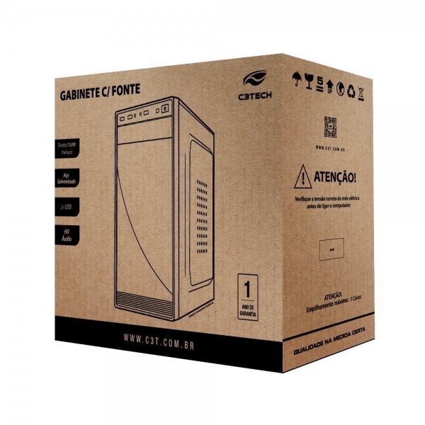 Gabinete Micro ATX  sem Fonte C3 Tech MT-30BK