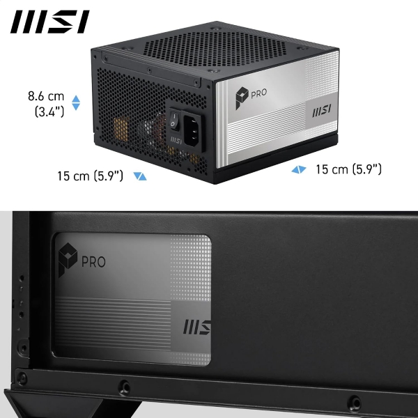 Fonte de alimentação 850W 80 Plus Platinum MSI Pro A850PL Modular