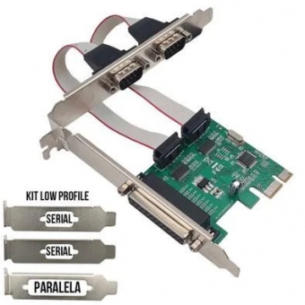 Placa PCI-E 2 Serial + 1 Paralela C/ Low Profile HEDMAX
