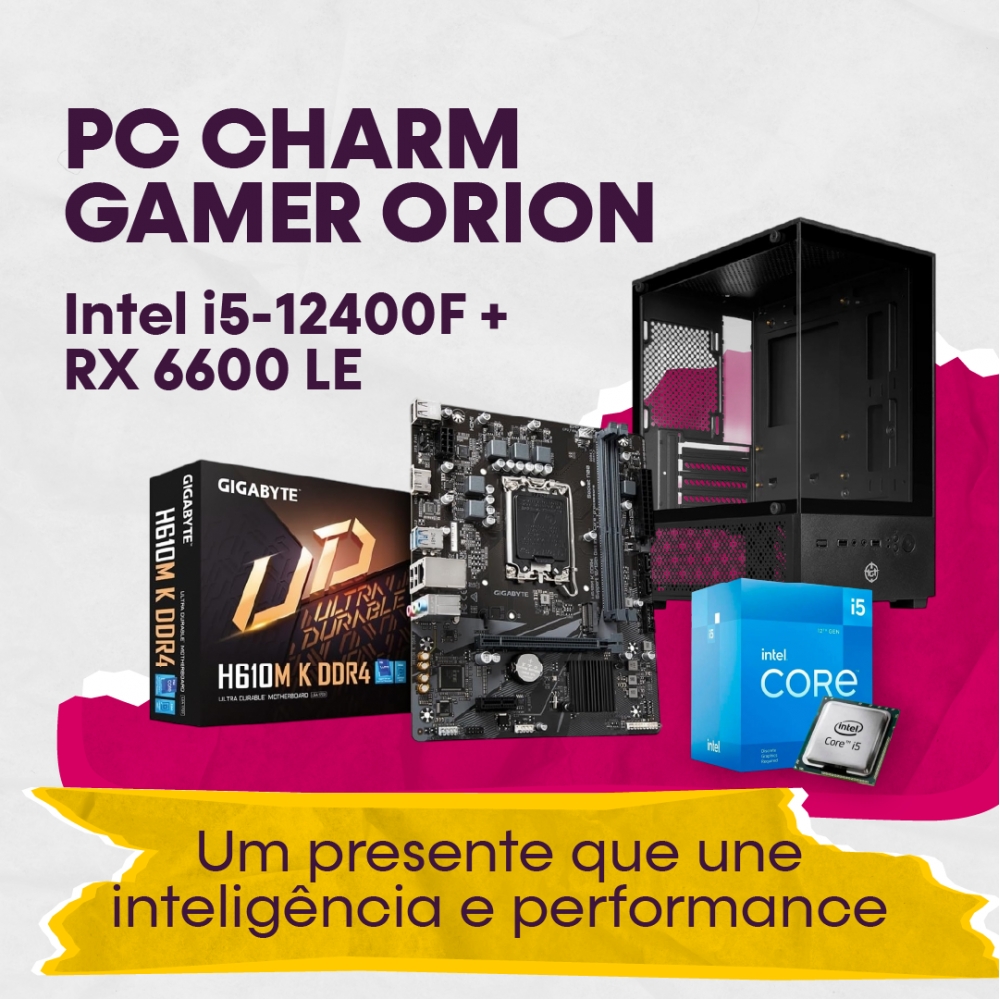 PC Charm Gamer Intel Core i5 12400F 16GB DDR4 512GB Nvme RX6600 8GB