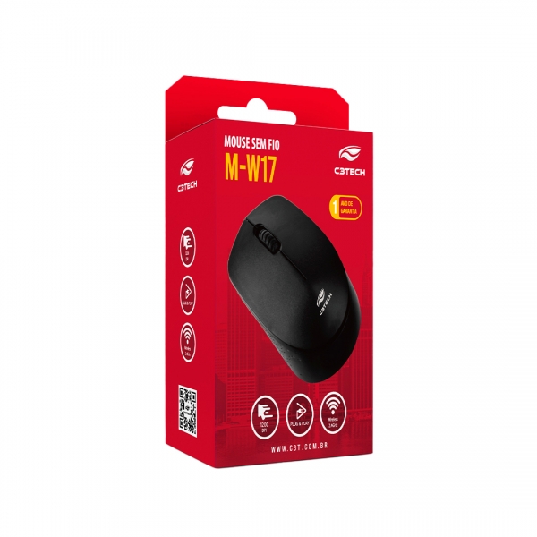 Mouse sem fio USB C3 Tech M-W17 - Preto