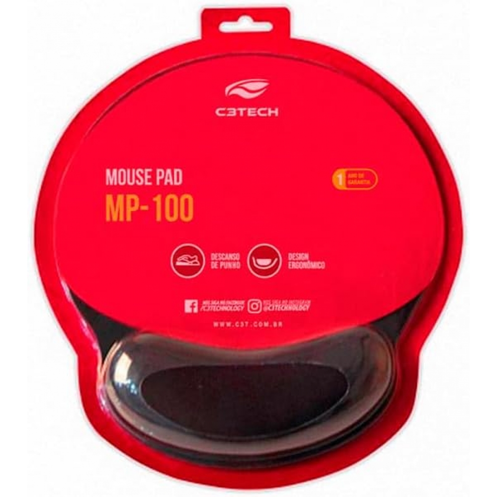 Mouse Pad com Apoio Gel C3 Tech MP-100
