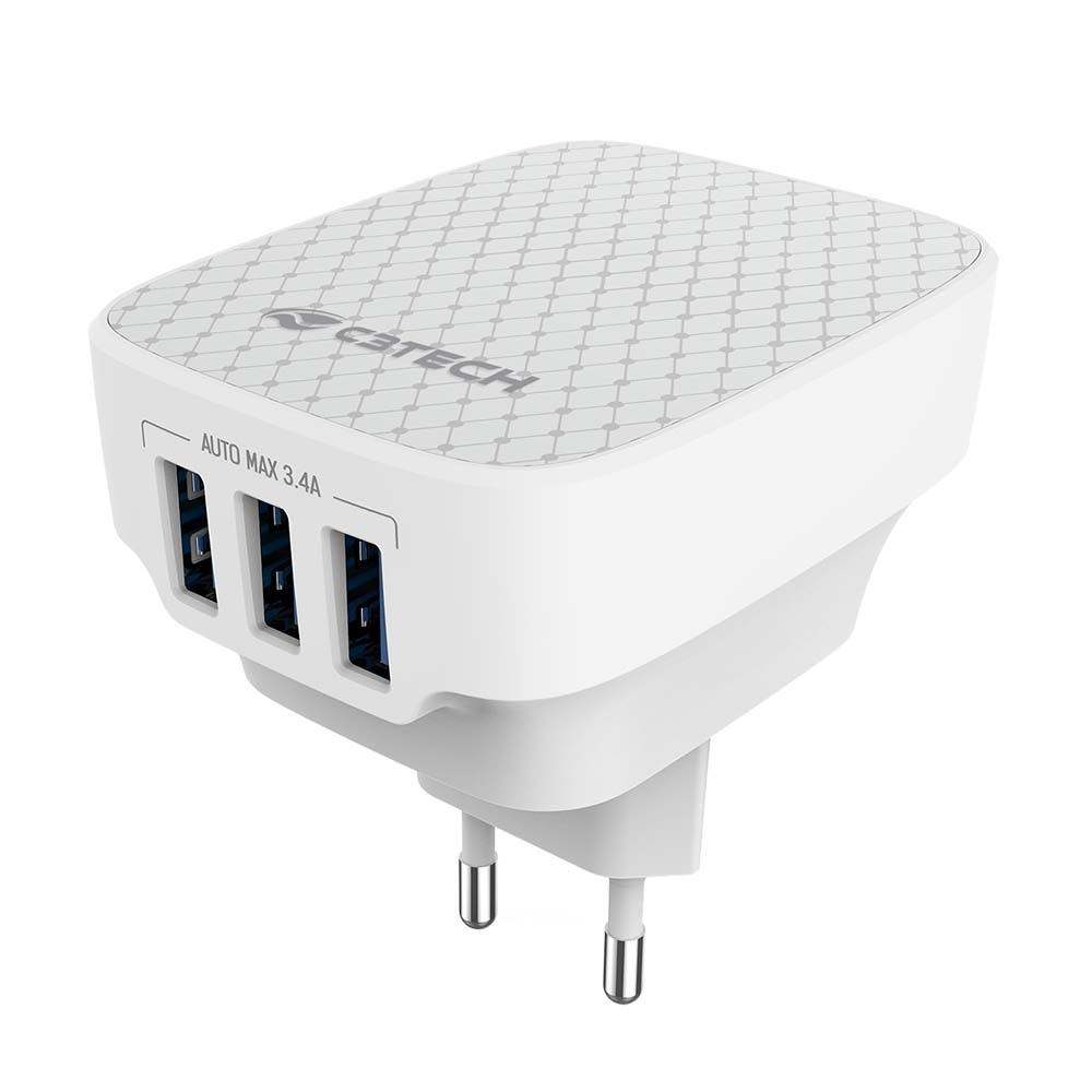 Carregador Tomada USB 3,4A Celular C3 Tech UC-340WH