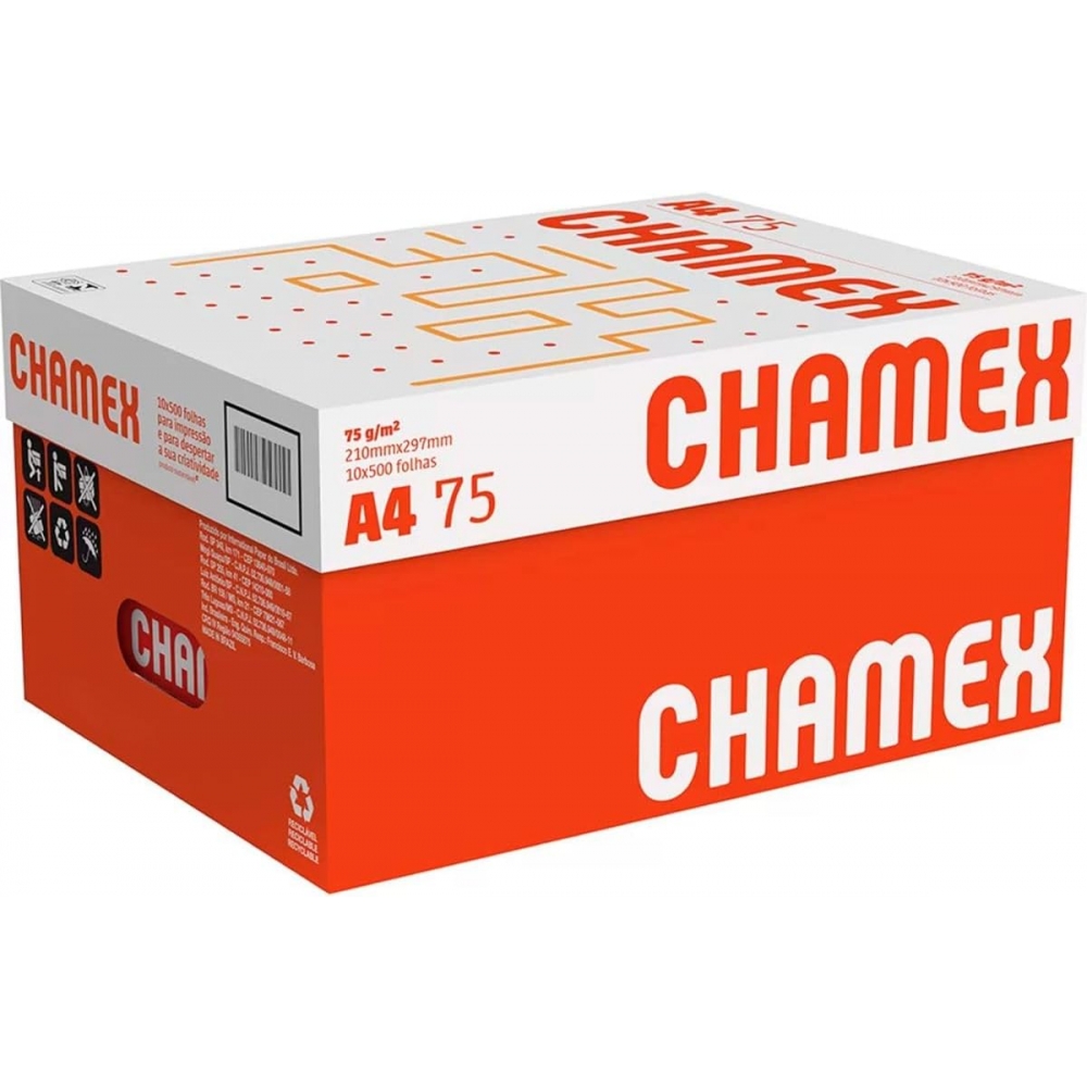 Papel Sulfite A4 75G  - Chamex Office pct 500fls CX 10 Unidades