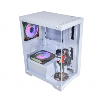 Gabinete Gamer Micro ATX Kmex CGW1H5 Aquario Poseidon Branco