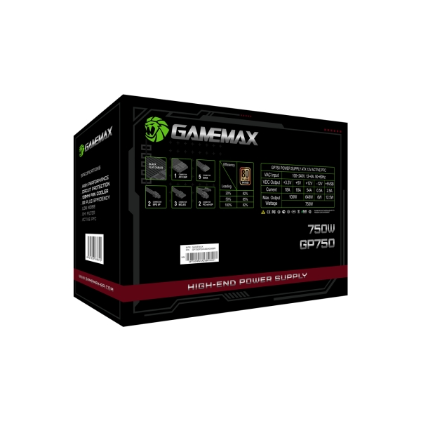 Fonte de alimentação ATX 750W 80 Plus Bronze Gamemax GP750 PFC Ativo com Cabo