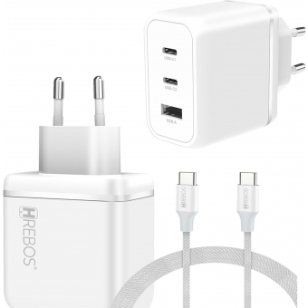 Carregador Celular Tipo C 65W  HRebos CRG-504i Branco