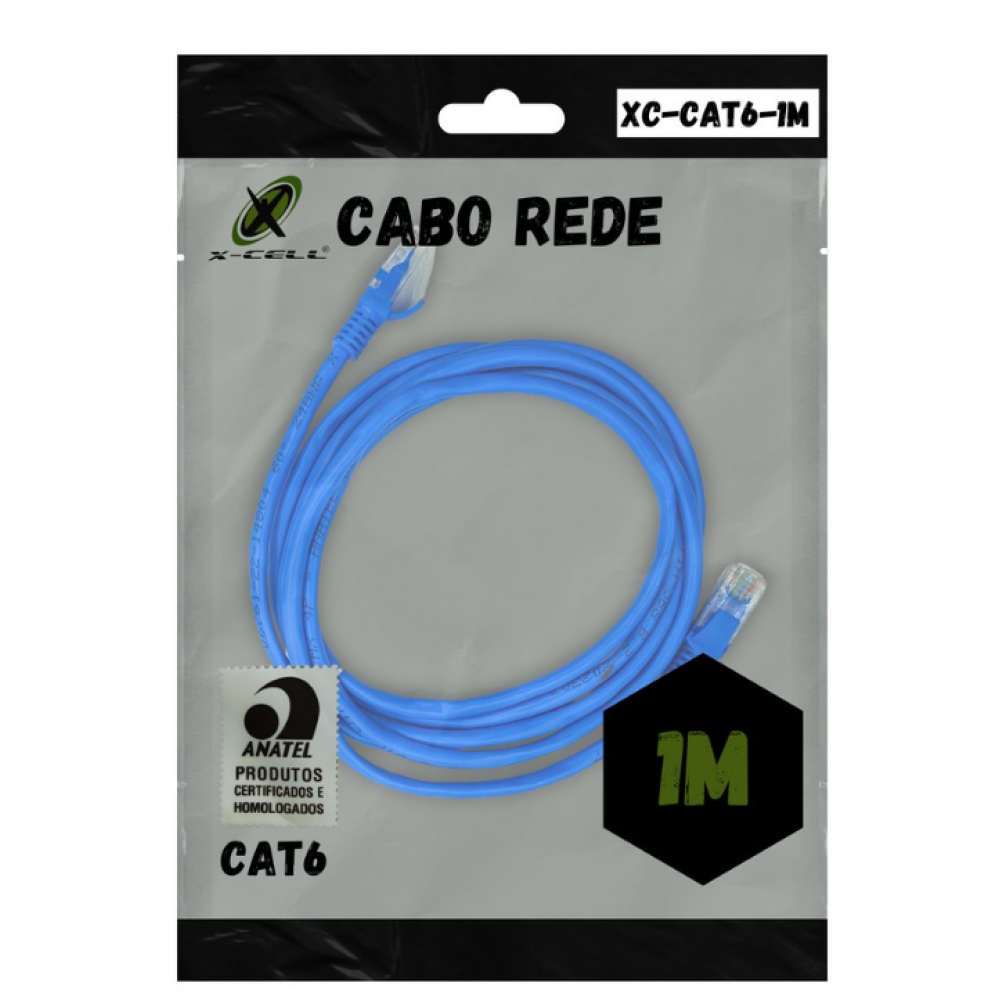 Cabo Rede Patch Cord CAT6 1,0m XCell - Azul
