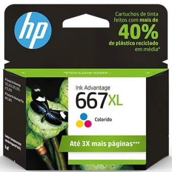 Cartucho HP 667 XL colorido 8ml 3YM80AL Original