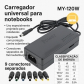 Fonte para notebook Universal 120W 12-24V MY-120W