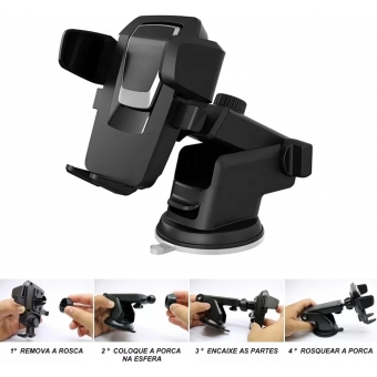 Suporte para Celular Veicular Tomate MTG-011C Rotacao 360º