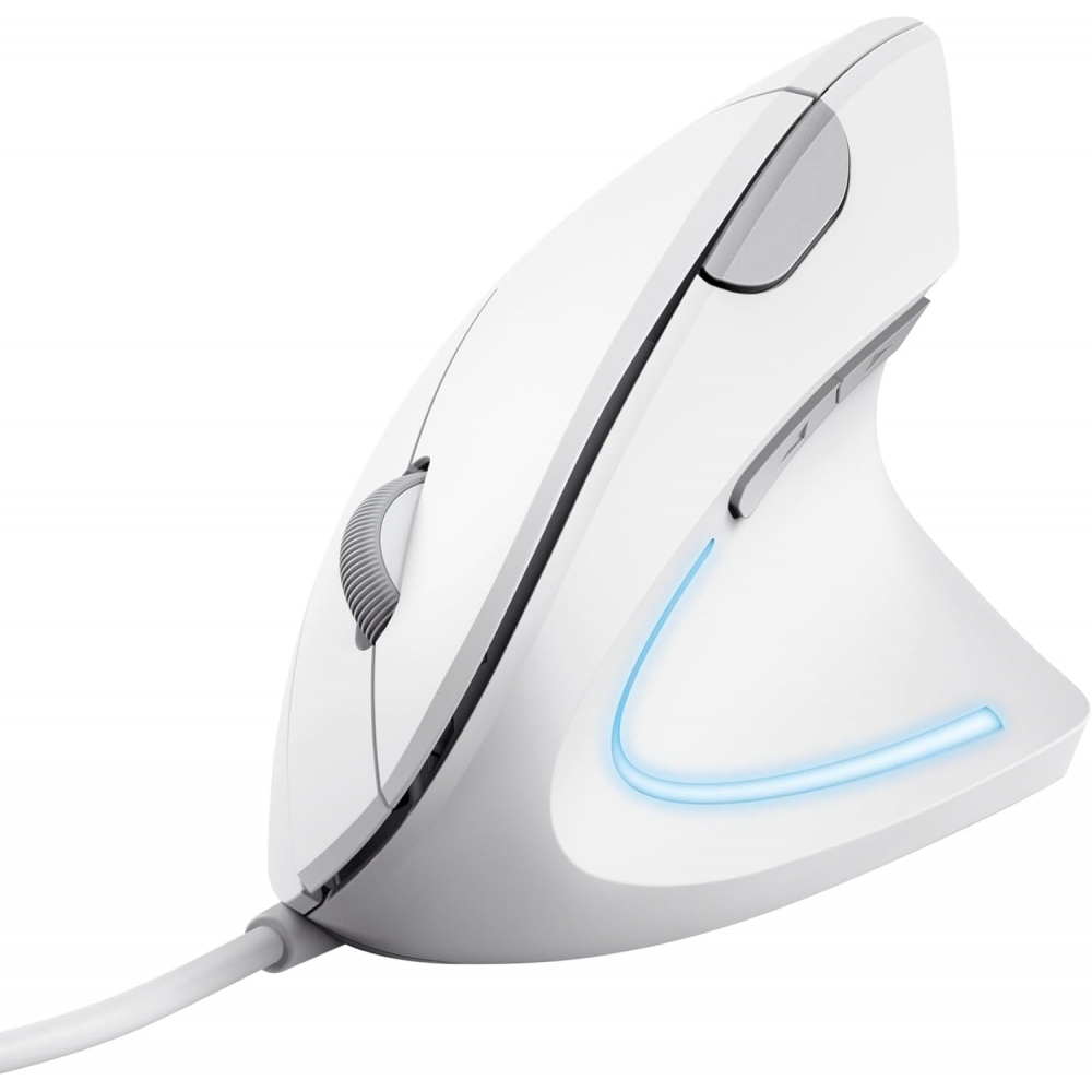 Mouse Ergonomico Vertical Trust com Fio USB T25133 - 1600DPI - Branco