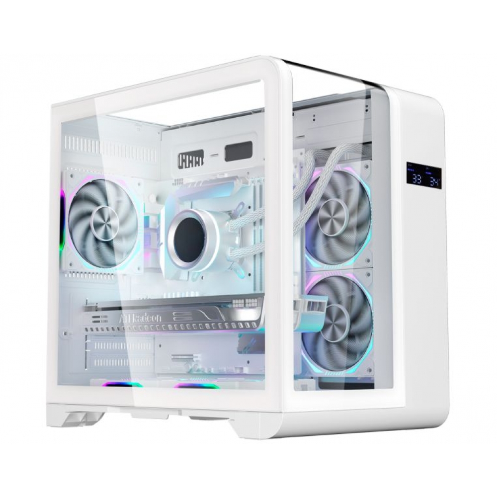Gabinete Gamer ATX Kmex CG48KI AQUARIO CYBERPUNK BRANCO DISPLAY DIGITAL