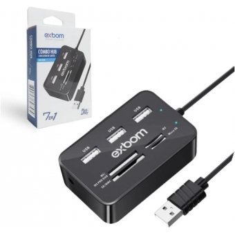 Leitor Cartao de Memoria e Hub usb Exbom UH-R230