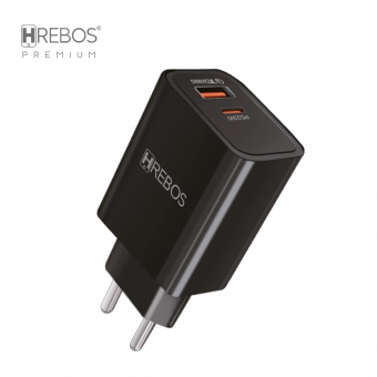 Carregador Tomada USB C | USB  Celular HRebos CRG-154C1 com Cabo Lightning