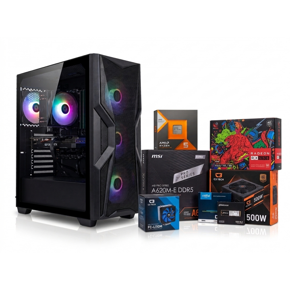PC Desktop Charm AMD Ryzen 5 8500G 16GB DDR5 256GB SSD NVMe RX550 4GB