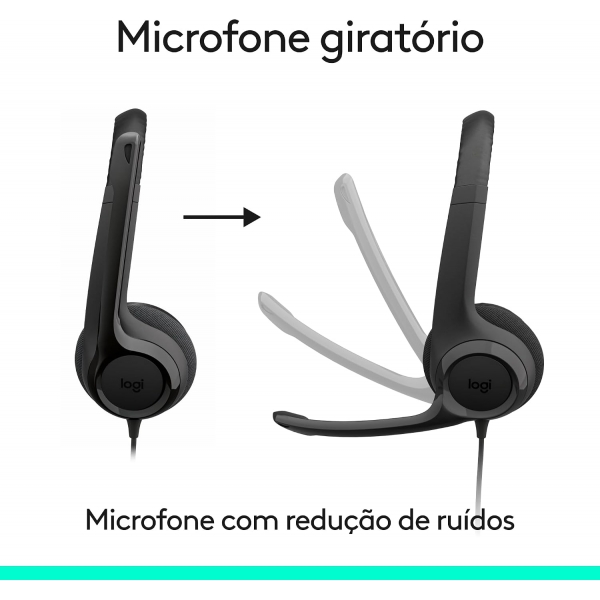 Headset Fone de Ouvido audio digital Logitech H390 Preto USB C