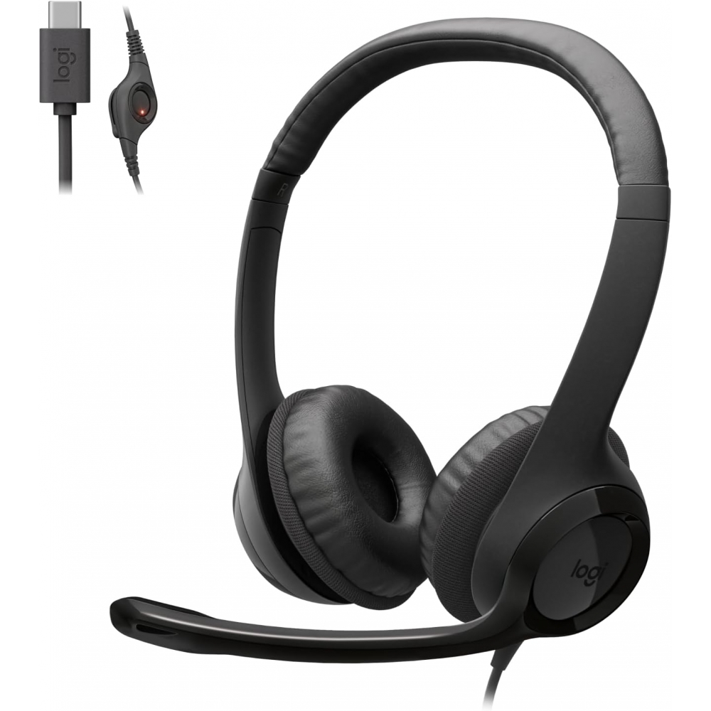 Headset Fone de Ouvido audio digital Logitech H390 Preto USB C