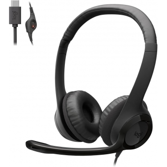 Headset Fone de Ouvido audio digital Logitech H390 Preto USB C