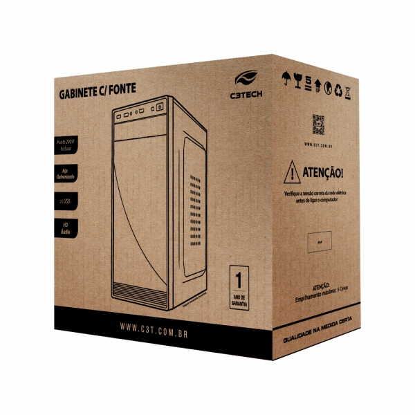 Gabinete Micro ATX com Fonte 200W C3 Tech MT-35BK