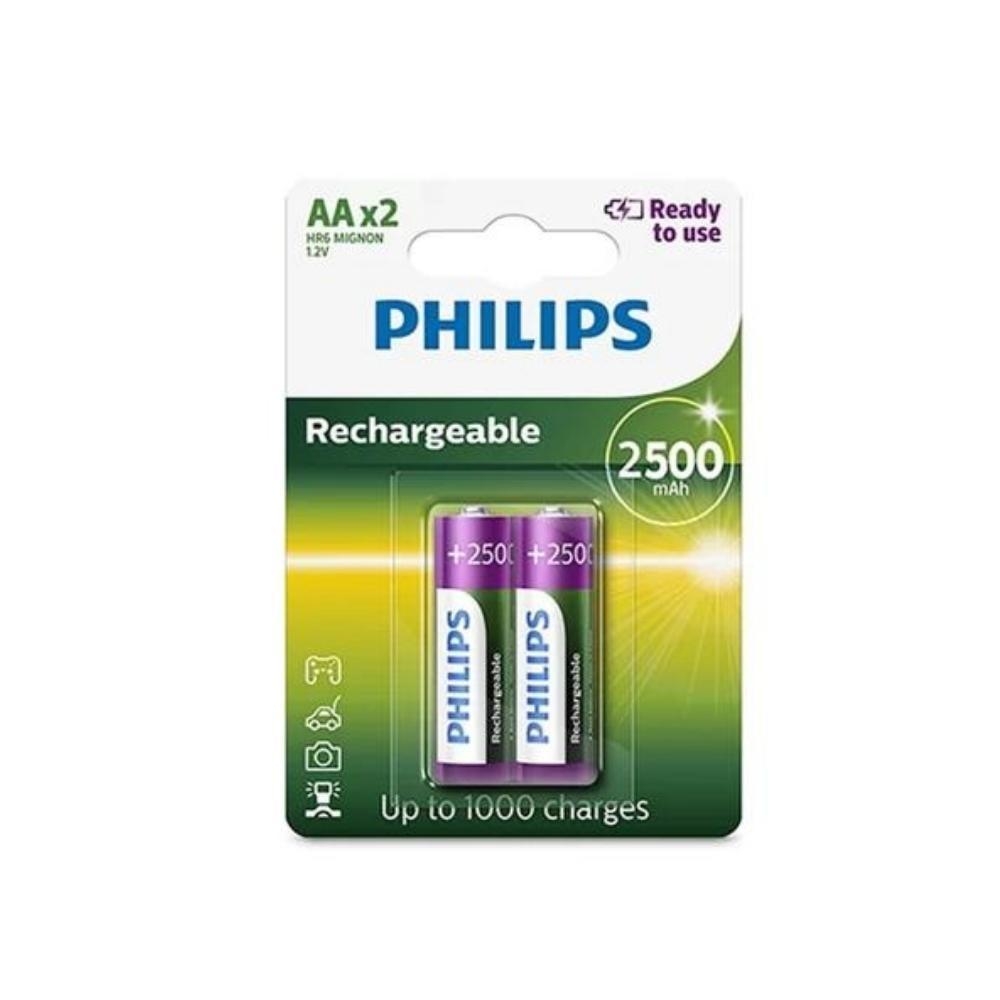Pilha Recarregavel AA Philips 2500mAh C/2Un