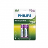 Pilha Recarregavel AA Philips 2500mAh C/2Un