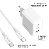 Carregador Celular Tipo C 65W  HRebos CRG-504i Branco