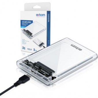 Gaveta Case HD Sata 2,5 USB 3.0 Exbom CGHD-35 Transparente
